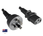 Preview: Netzkabel Australien Typ I auf C13, 1mm², AUS 3pin Typ I/IEC 60320-C13, SAA, schwarz, Länge 5m